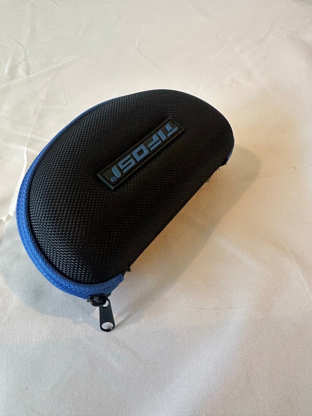 Tifosi Hard Shell Sunglasses Case Zippered Black Blue Trim Eyewear Protection